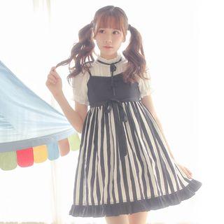 Stripe Spaghetti Strap A-line Dress