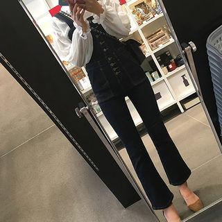Button-down Boot-cut Denim Jumpsuit