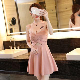 Spaghetti-strap Cut Out A-line Mini Dress