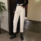 Snakeskin Print Belt Straight-cut Pants