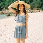 Set: Swim Top + Swim Bottom + Ribbon Accent Swim Skirt