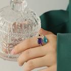 Rhinestone Alloy Open Ring 1 Pc - Silver - One Size