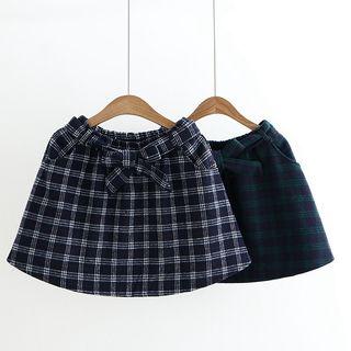 Bow-tied Plaid A-line Skirt
