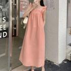 Ruffled Strap A-line Dress Pink - One Size