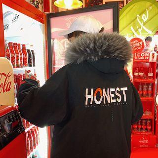 Loose-fit Faux Fur-trim Fleece-lined Hooded Coat
