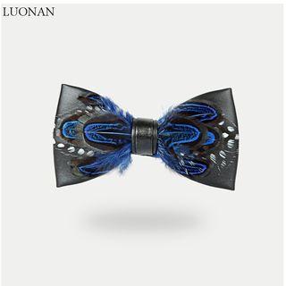 Feather Faux Leather Bow Tie