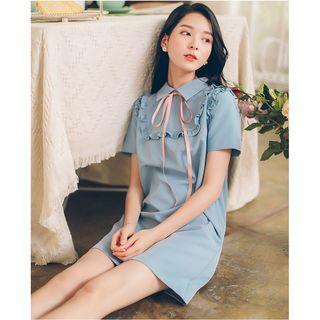 Short-sleeve Collared Shift Dress