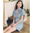 Short-sleeve Collared Shift Dress