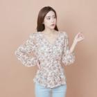 Long-sleeve Floral Shirt 01 - Pink - One Size