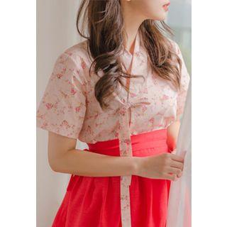 Short-sleeve Floral Hanbok Top