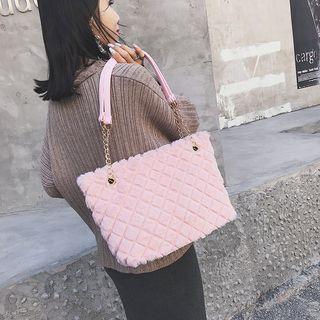 Quilted Furry Tote Bag