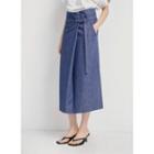High-waist Buckled Trim Skirt Blue - One Size
