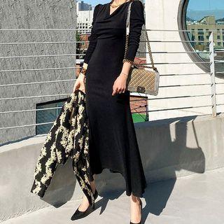 Shirred Midi Knit Dress