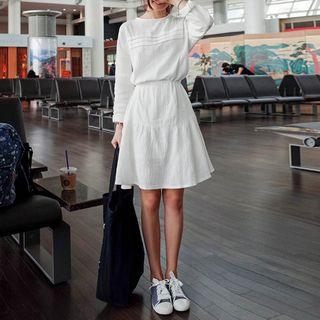 Long Sleeve A-line Dress With Cord