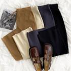 High-waist Plain Drawstring Slit Knit  Skirt