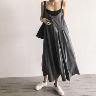 Spaghetti-strap Flared Long Dress