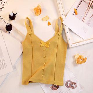 Spaghetti Strap Button Knit Top