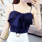Set: Bow Accent Camisole Top + High-waist Shorts