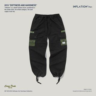 Tie-hem Colorblock Cargo Jogger Pants