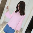 Bell-sleeve Jacquard Knit Top