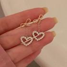 Bow Heart Alloy Dangle Earring 1 Pair - Silver Needle - Gold & Silver - One Size