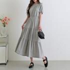 Band-waist Tiered Maxi T-shirt Dress