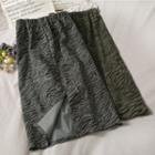Zebra-print Slited Midi Skirt