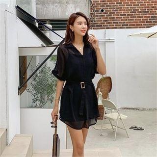 See-through Belted Shirtdress & Slipdress