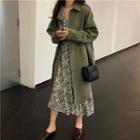 Buttoned Long Jacket Army Green - One Size