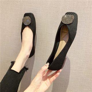 Rhinestone Disc Square-toe Flats