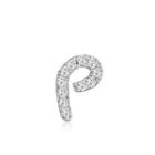 Left Right Accessory - 9k White Gold Initial P Pave Diamond Single Stud Earring (0.02cttw)
