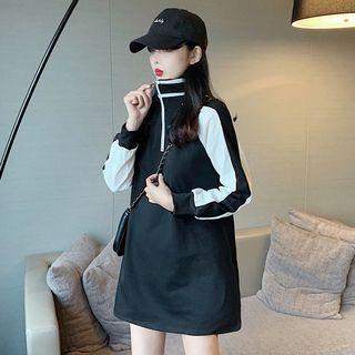 Two-tone Half-zip Mini Pullover Dress