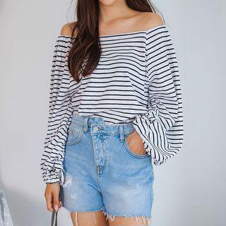 Off Shoulder Long-sleeve Top As Shown In Figure - One Size