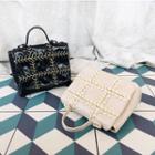 Faux Leather Checker Handbag With Strap