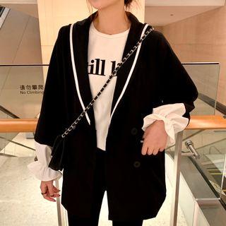 Contrast Trim Blazer Black - One Size