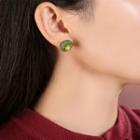 Glaze Flower Earring 925 Silver Earring - Yellow & Green - One Size