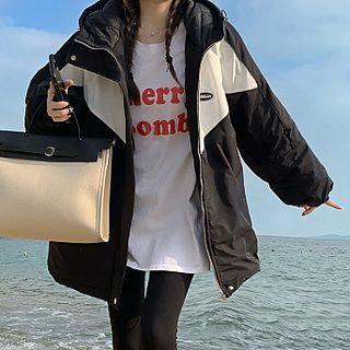 Loose-fit Hooded Jacket Black & White - One Size