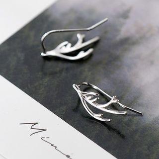 Deer Horn Sterling Silver Earring 1 Pair - S925 Silver - Silver - One Size
