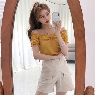 Off-shoulder Frilled Belly Top