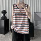 Letter Printed Striped Tank Top