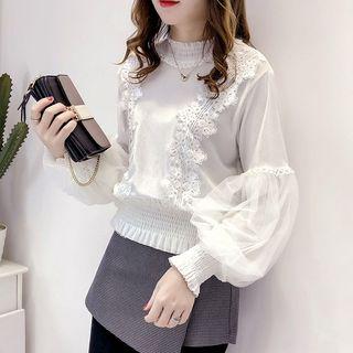 Lace Trim Panel Blouse