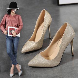 Sequin Pointed-toe Pumps