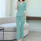 Set: 3/4-sleeve Top + Pants