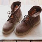Lettering Strap Lace Up Short Boots