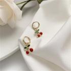 Cherry Glaze Dangle Earring 1 Pair - Cherry Earrings - Gold - One Size