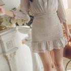 Frilled-hem Elastic-waist Chiffon Dress