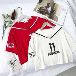 Number Sailor Collar Short-sleeve T-shirt
