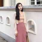 Tube Top / Double-breasted A-line Skirt / Cropped Light Jacket