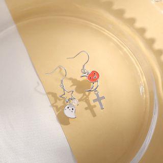 Sterling Silver Star & Cross Drop Earrings  - Earring