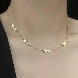 Stainless Steel Love Lettering Choker Gold - One Size
